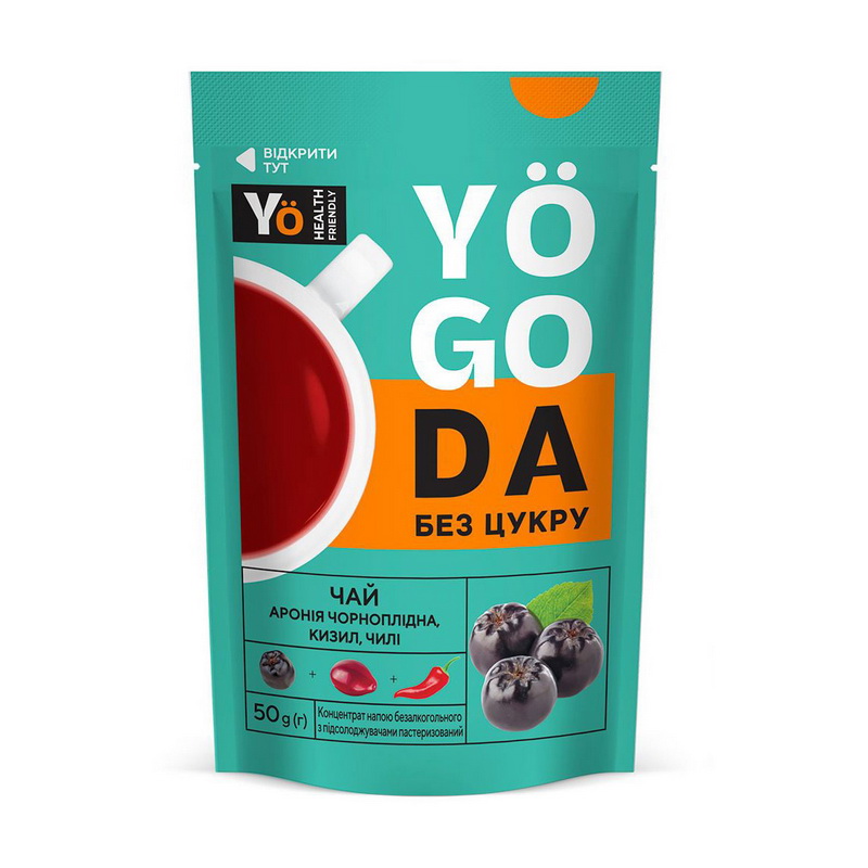 Yogoda Tea Sugar Free (50 g, аронія чорноплідна, кизил, чилі)
